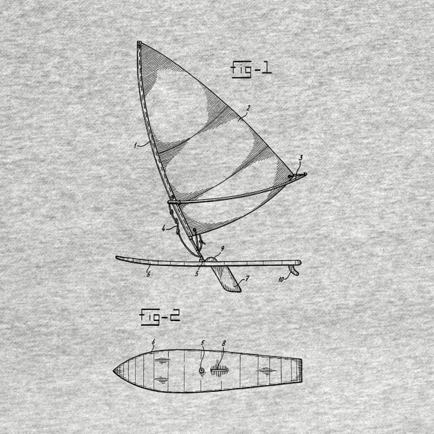 Composite Wind Surfboard Vintage Patent Hand Drawing by TheYoungDesigns